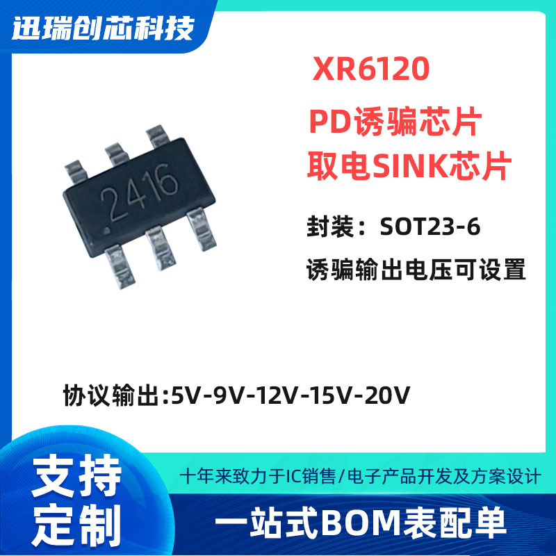 XR6120 广州PD诱骗芯片 取电sink芯片