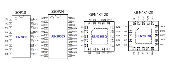 广州5线步进电机，八通道 2.5-50.0V 持续电流 500mA NMOS 驱动器