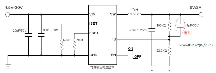 30V 输入，3A 输出，CC&CV 控制，高效率广州同步降压转换器YB2612